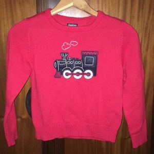 Red train sweater